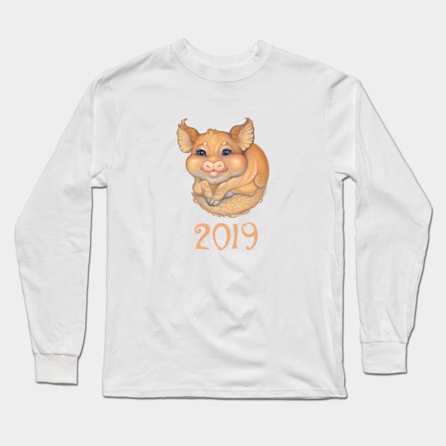 Yellow Earth Pig 2019 Long Sleeve T-Shirt by Yulla